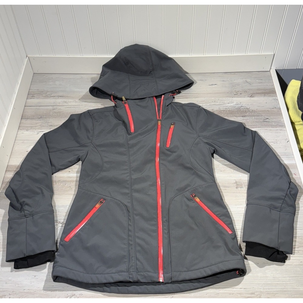 Athleta Women's Sz Small Grey Hard Shell Zip Up‎ Hooded Jacket